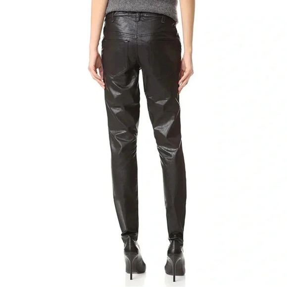 One Teaspoon Faux Leather Pants Leggings Black Skinny Straight Leg slit knee S - Picture 16 of 16